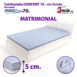 Colchoneta De Memory Foam 70kg Con Gel De 5cm Matrimonial