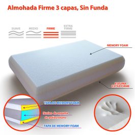 Almohada Firme, 3 Capas, Con Memory, Foam Sin Funda
