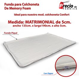 Funda Matrimonial Para Colchoneta De Memory Foam De 5 CM