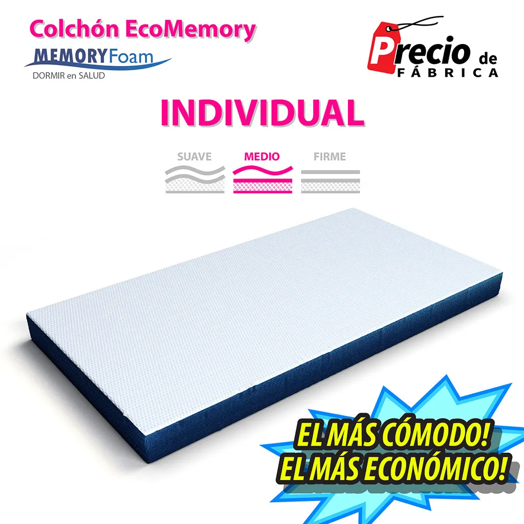 Colchon Ecomemory De Espuma Y Memory Foam Individual La Fabrica de