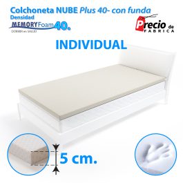 Colchoneta Memory Foam 40 – 5cm Individual Con Funda
