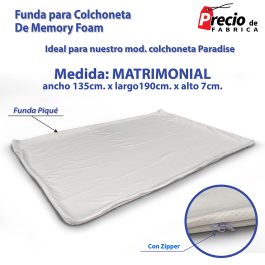 Funda Matrimonial Para Colchoneta De Memory Foam De 7 CM