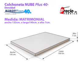 Colchoneta Matrimonial De Memory Foam 7 CM De 40 VE