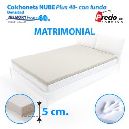 Colchoneta Matrimonial De Memory Foam 5 CM De 40 VE Con Funda