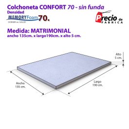 Colchoneta Matrimonial De Memory Foam 5 CM De 70 VE